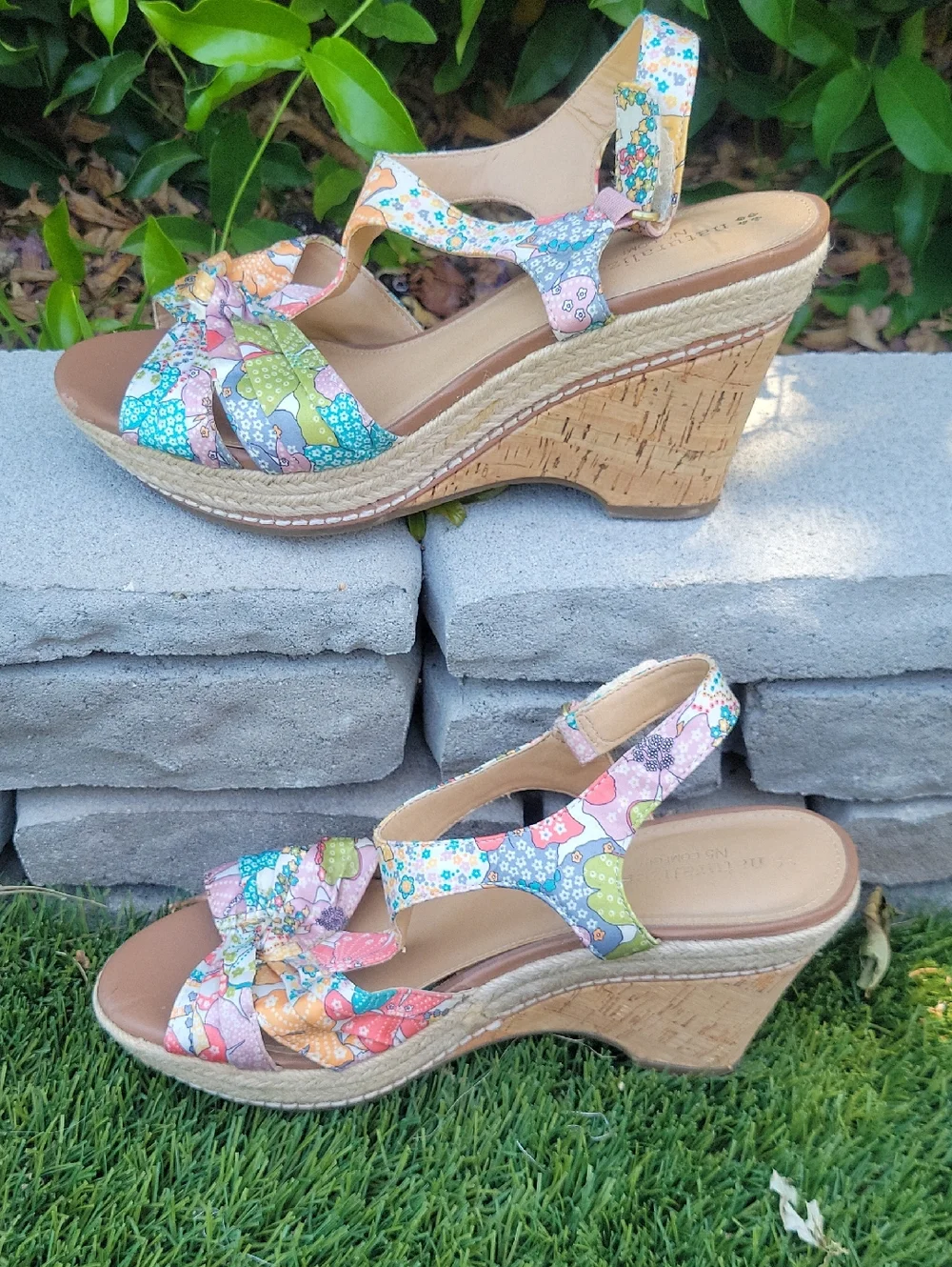 Naturalizer Multicolor Women's Cork Wedge Sandals Sz 8.5